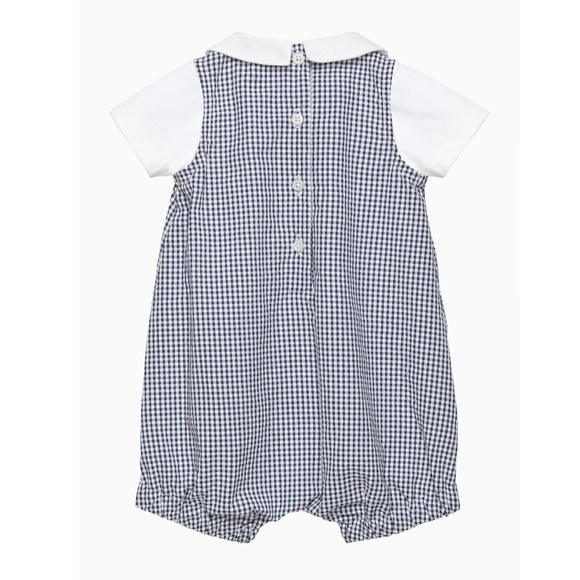 Trotters London Blue Gingham Jasper Guardsman Romper 1-3M NWT - Picture 2 of 7